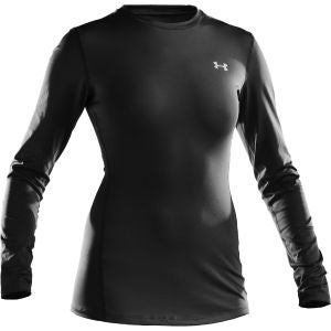 Under Armour Women's Coldgear Fitted Crew Long Sleeve Top - Black/Silver