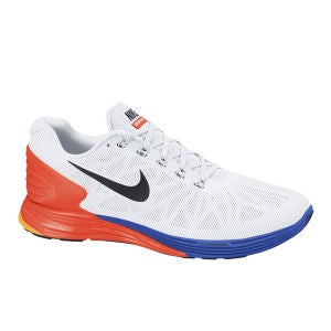 Nike Men's Lunarglide 6 Running Shoes - White/Orange/Blue