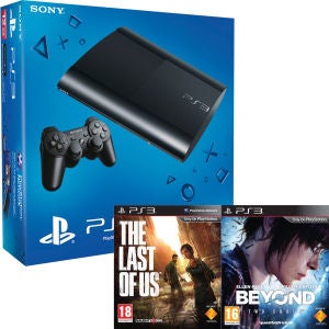 PS3: New Sony PlayStation 3 Slim Console (500 GB) - Black - Includes Beyond: Two Souls and The Last Of Us