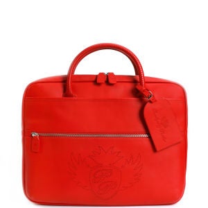 Penelope and Parker Carlito Leather Large Zip Laptop Bag - Lippy Red