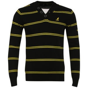 Kangol Men's Kev Buttoned V Neck Jumper - Black