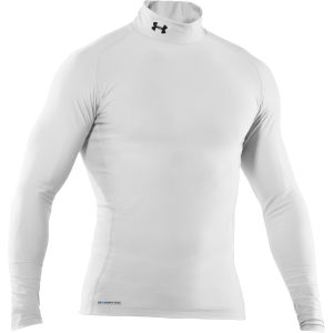 Under Armour Men's Coldgear Mock Compression Long Sleeve Top - White/Black
