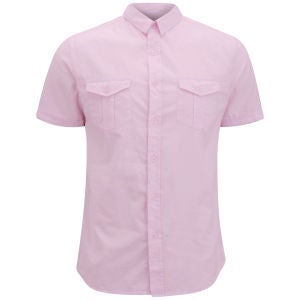 Brave Soul Men's Platon Short Sleeve Shirt with Chest Pocket - Soft Pink