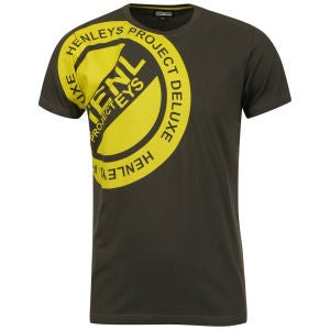 Henleys Men's Shots T-Shirt - Charcoal/Yellow
