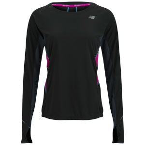 New Balance Women's Running Impact Ice Long Sleeve T-Shirt - Black/Poisonberry