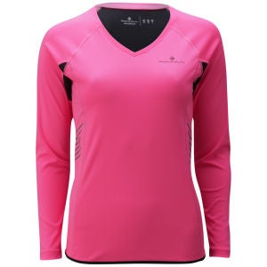 RonHill Women's Vizion Long Sleeve T-Shirt - Fluorescent Pink/Black