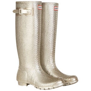 Hunter Women's Carnaby Boa Snake Tall Wellies - Gold