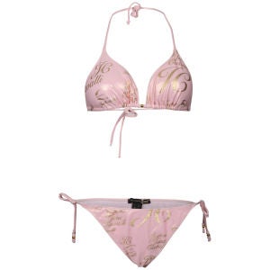 Just Cavalli Women's Gold Print Triangle Bikini - Pink