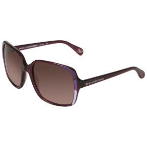 Diane von Furstenberg Oversized Logo Arm Plastic Sunglasses - Grape