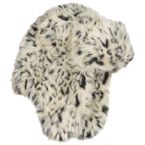 SNOW LEOPARD FAUX FUR TRAPPER HAT