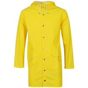 RAINS Long Hooded Rain Jacket with Poppers - Yellow