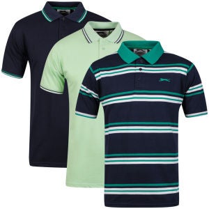Slazenger Men's 3-Pack Polo Shirts - Navy/Green/Mint/Blue