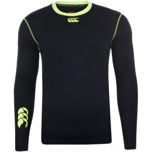 Canterbury Men's Baselayer Cold Fluro Trim Long Sleeve Top - Black/Fluro