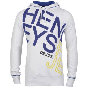 Henleys Men's Woodley Hoody - White/Surf Blue/Lime Fizz