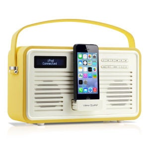View Quest Colourgen Retro Radio and Dock - Mustard (8 Pin/Lightning)