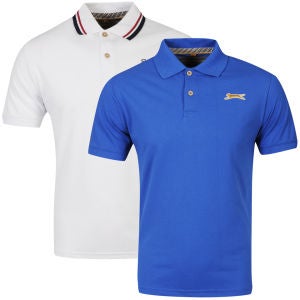 Slazenger Men's 2-Pack Polo Shirts - White/Royal