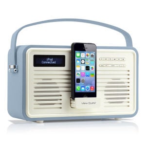 View Quest Colourgen Retro Radio and Dock - Blue (8 Pin/Lightning)