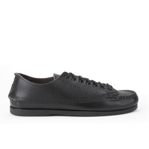 Yuketen Men's Sneaker Moccasin with Boat Soles Leather Shoes - Black