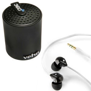 Veho 360 Bluetooth Portable Speaker with Veho Z1 Black Earphones