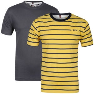 Slazenger Men's 2 Pack T-Shirts - Charcoal/Yellow