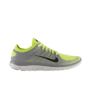 Nike Men's Free 4.0 Flyknit Natural Running Shoes - Wolf Grey/Volt Green