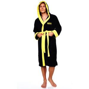 Rocky Adult Towelling Bathrobe - Black (One Size)