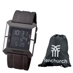 Fenchurch Men's Black Digital Watch and Gymbag Set