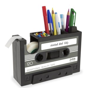 Rewind Desk Tidy - Black with Dark Grey Label