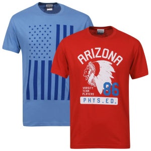 Varsity Team Players Men's 2-Pack Arizona & Flag Graphic T-Shirt - Multi