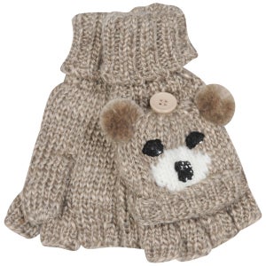 Women's  Bear Flip Mittens - Chocolate/Natural