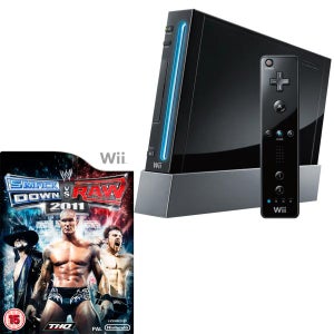 Black Wii Console and WWE Smackdown V Raw 2011 Bundle