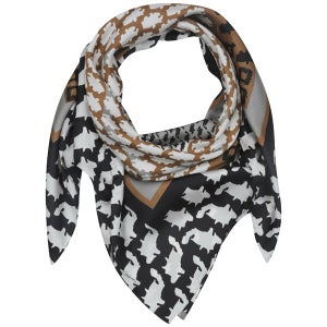 Codello Retromania Dogtooth print silk scarf in brown/black