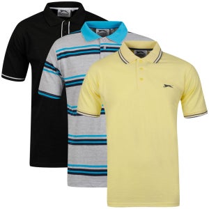 Slazenger Men's 3-Pack Polo Shirts - Navy/Grey/Blue/Lemon