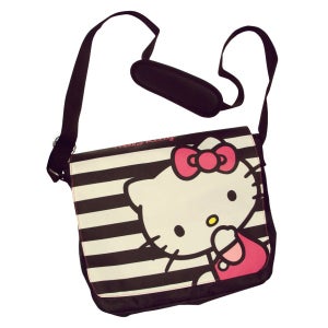 Hello Kitty Striped Messenger Bag - Black