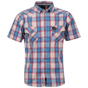 Benzini Men's Short Sleeved Check Shirt - Blue