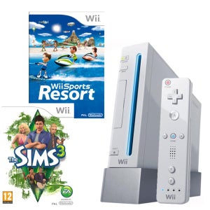 Nintendo Wii Console (White): Bundle (Including Wii Sports Resort and The Sims 3)