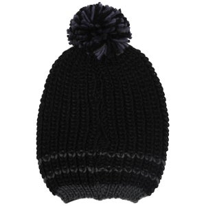 Crosshatch Men's Hillside Chunky Knitted Hat - Black/Steel
