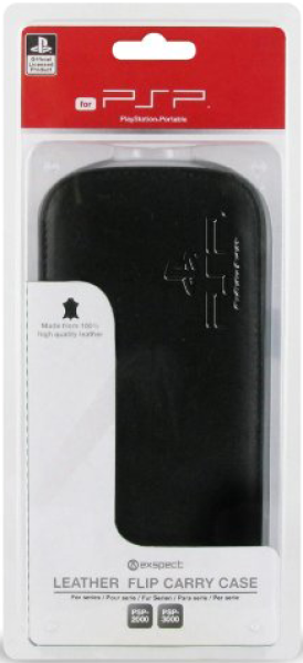 Official Sony PSP 3000 Black Leather Flip Case