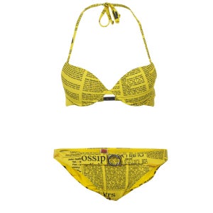 John Galliano Women's Newspaper Print Bikini - Yellow