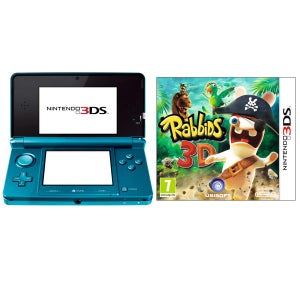 Nintendo 3DS Console (Aqua Blue) Bundle: Includes Rabbids 3D
