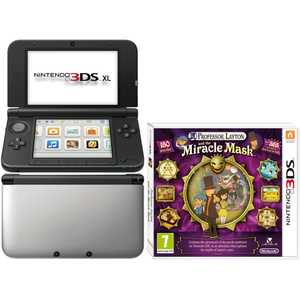 Nintendo 3DS XL Console (Silver and Black) Bundle Includes: Professor Layton And The Mask Of Miracle