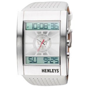 Henleys Men's LCD Dual Time Watch - Silver/White