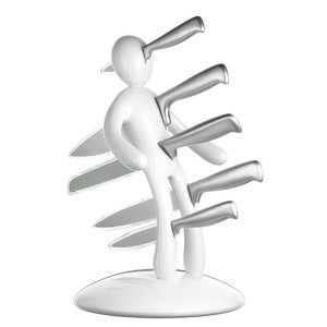 White Voodoo Knife Block with 5 Knives by Raffaele Iannello