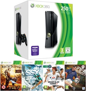 Xbox 360 250GB Console: Bundle (Includes SSX, Fifa Street, Grand Slam Tennis 2 and Kingdoms of Amalur: Reckoning)