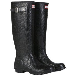 Hunter Women's Carnaby Boa Snake Tall Wellies - Black