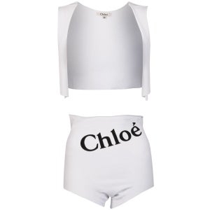 Chloe Women's Hot Pant and Waistcoat Set - White