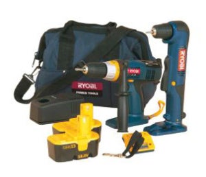 Ryobi 18V 2 Piece Combi Drill and Angle Drill Set