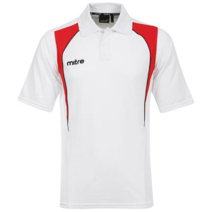 Men's Mitre Warren Polo T-shirt - White/Red 