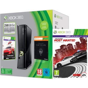 Xbox 360 250GB Holiday Need for Speed Bundle (Includes Need for Speed Most Wanted, Forza 4 'Essentials Edition', Skyrim 'Live DLC', 1 Month Xbox Live)