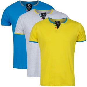 Benzini Men's Gogle 3-Pack T-Shirts - Yellow/Ash/Electric